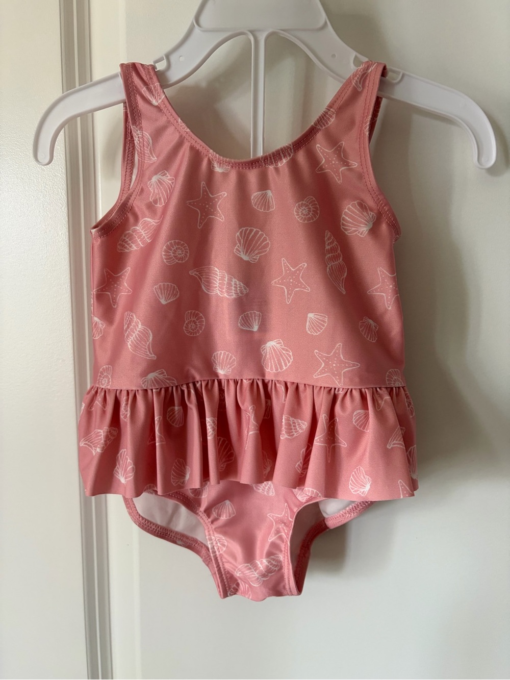 H&M NWT 6-12 month baby Pink Seashell Ruffle One-Piece Swimsuit